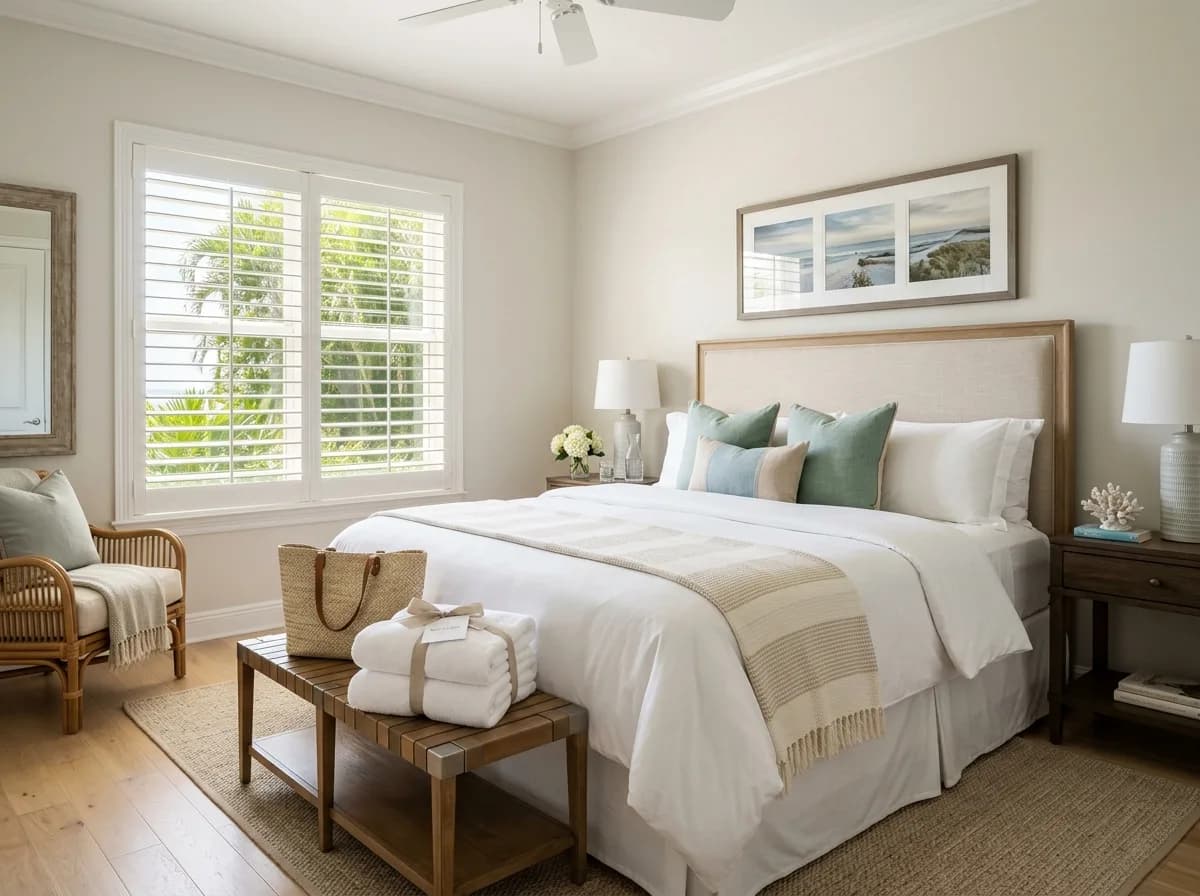 Guest-ready short-term rental bedroom
